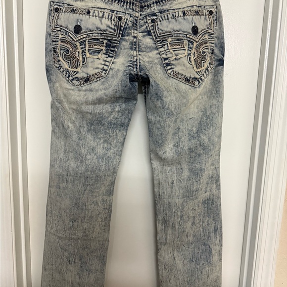 Men's Rock Revival Nardo Distressed Light Blue Jeans - Picture 3 of 5